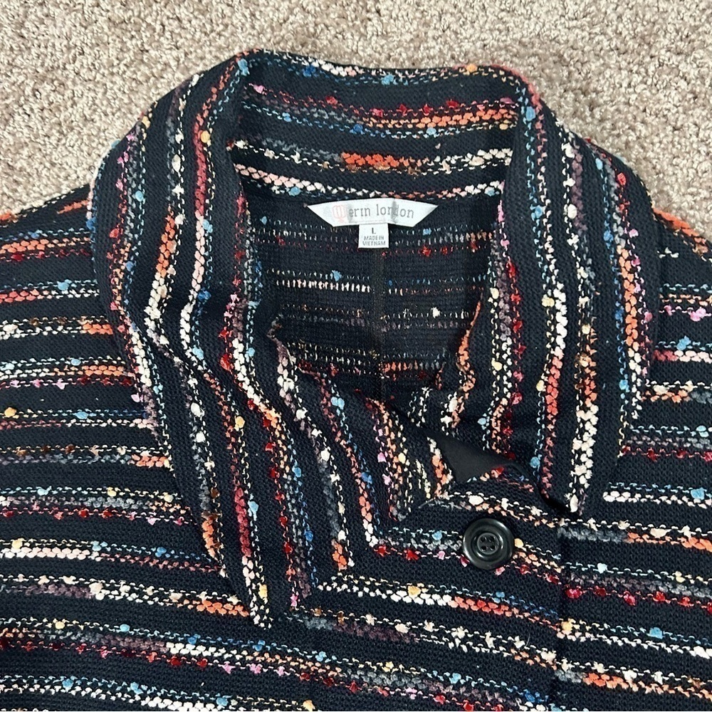 Erin London multicolored stripe zip up asymmetrical jacket with pockets Large - Picture 4 of 14
